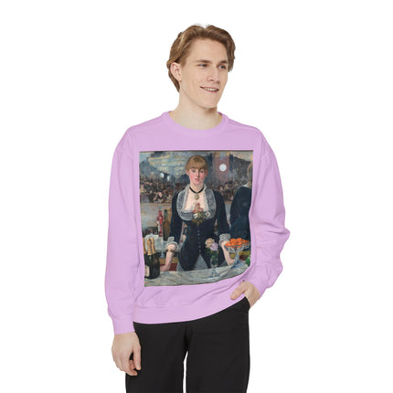 A Bar at the Folies-Bergère by Edouard Manet Unisex Garment-Dyed Sweatshirt