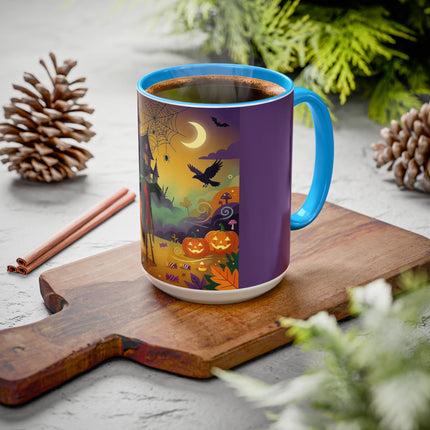 🌙🎃 The Scarecrow Of Haunted Hollow Colorful Mug – Whimsical Halloween Mystery