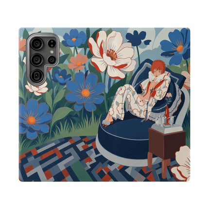🌺🪞 The Lady Of The Grand Flower Salon Flip Case – Art Deco Floral Elegance
