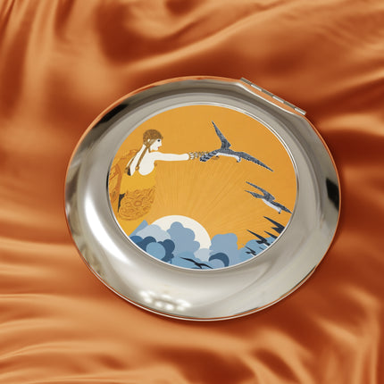 Falcon Mistress Compact Mirror – Art Deco Power & Golden Freedom