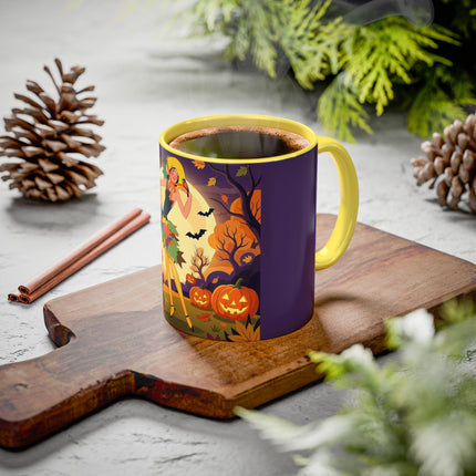 🌕🍂 Autumn Song Beneath The Harvest Moon Colorful Mug – Whimsical Halloween Charm