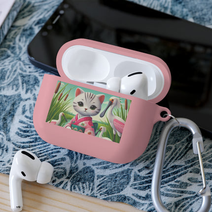 Geisha Kitten Strolls Among the Spoonbills AirPods and AirPods Pro Case