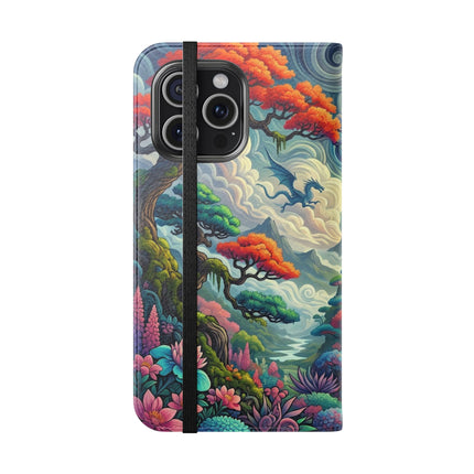 Mystic Guardian of the Sky Flip Case – Warrior Fairy & Turquoise Dragon