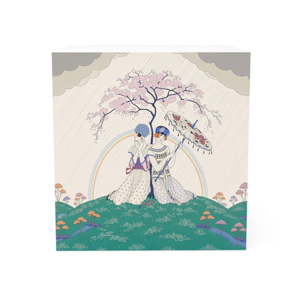 🌈☂️ Beneath The Rainbow Tree Note Cube – Art Deco Spring Fantasy