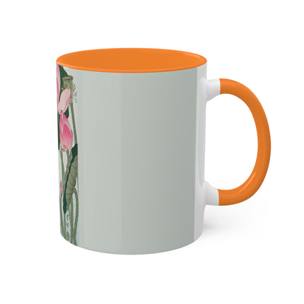 Blooming Lotus Flowers by Ohara Koson Colorful Mugs, 11oz