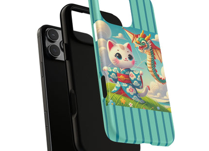Geisha Kitten and the Dragon Kite Phone Cases
