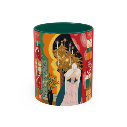 ❤️ The Lady Of The Candlelit Christmas Alcove Colorful Mug – Art Deco Holiday Elegance