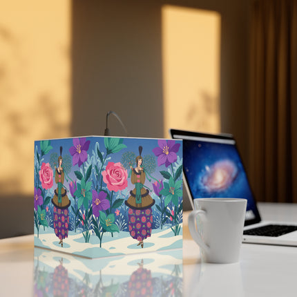 🌹❄️ The Holly Rose Of Winter Light Cube Lamp – Art Deco Christmas Garden