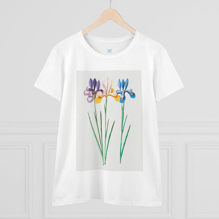Women's Blue Iris Print Midweight Cotton Tee