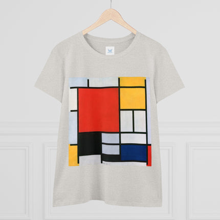 Composition with Red, Yellow, Blue, and Black by Piet Mondrian Women's Midweight Cotton Tee