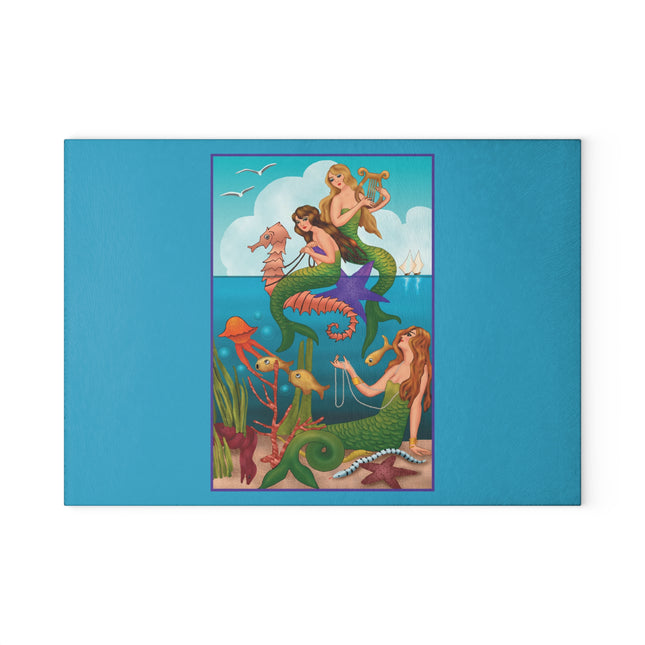 Three Mermaids with Strings of Pearls by Carlo Chiostri Glass Cutting Board
