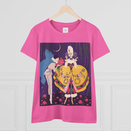 🌹🌙 The Queen Of The Midnight Roses Cotton Tee – Art Deco Garden Fantasy