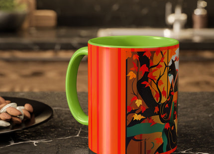 Black Cat in Kimono Colorful Mugs, 11oz