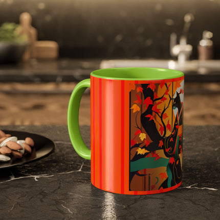 Black Cat in Kimono Colorful Mugs, 11oz