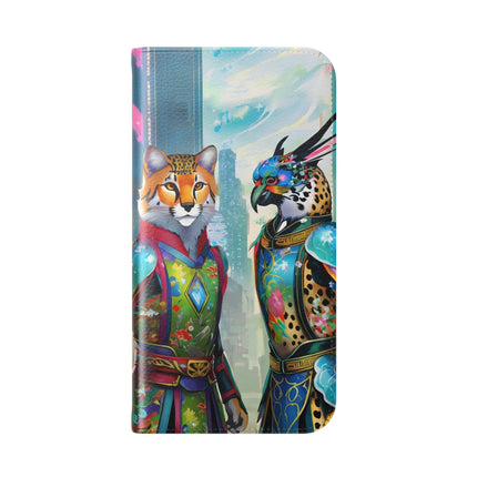 🐆🦜 Cybernetic Duets Flip Case – Neon Elegance & Digital Harmony