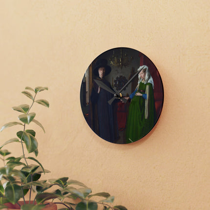 Arnolfini Portrait by Jan Van Eyck Acrylic Wall Clock, Round and Square