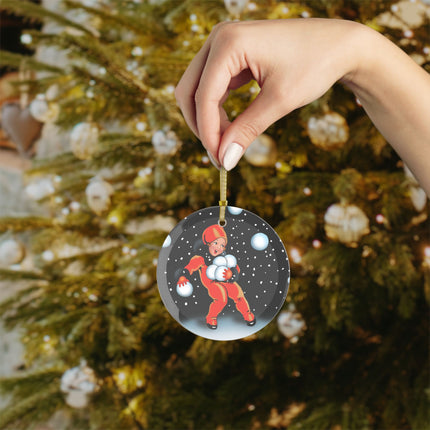 A Festive Snowball Glass Ornament