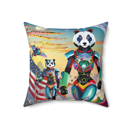 Cyber Punk Robots Spun Polyester Square Pillow
