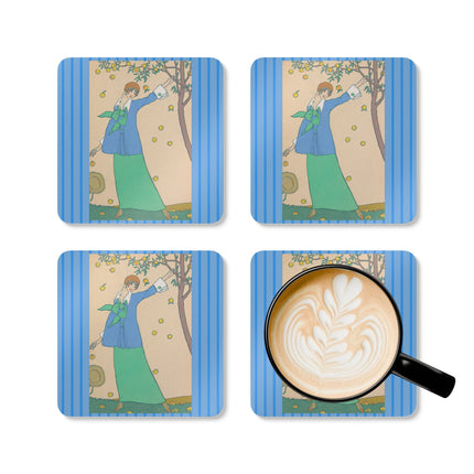 Le Verger by Georges Lepape Corkwood Coaster Set