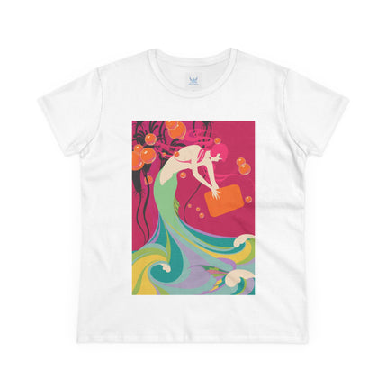 Mermaid Dive Women's Midweight Cotton Tee – Joyful Underwater Fantasy