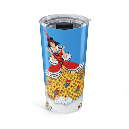 🌼🐇 The Lady Of The Winter Folk Garden Tumbler – Art Deco Floral Fantasy