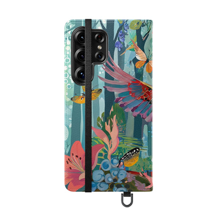 🦖🦋 Colorful Raptor Flip Case – Butterfly Wonder & Forest Adventure