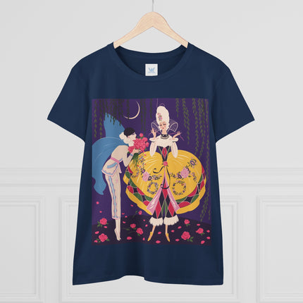 🌹🌙 The Queen Of The Midnight Roses Cotton Tee – Art Deco Garden Fantasy