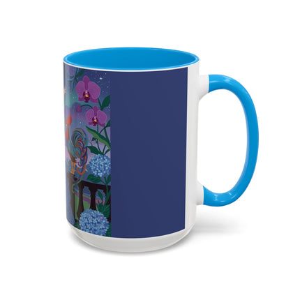 The Lady And The Morning Song Colorful Mugs – Art Deco Botanical Elegance