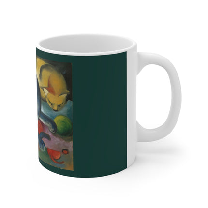 Two Cats, Blue and Yellow by Franz Marc Ceramic Mug 11oz