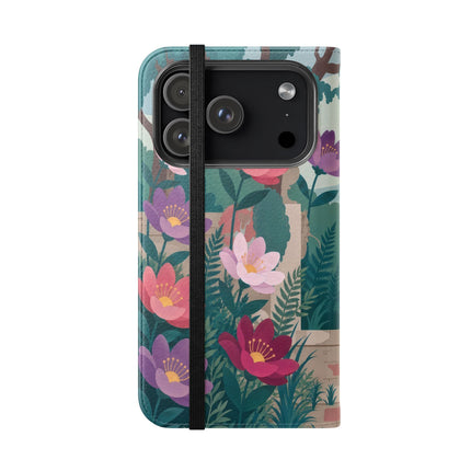 🌺🎭 The Garden Courtship Flip Case – Art Deco Floral Romance