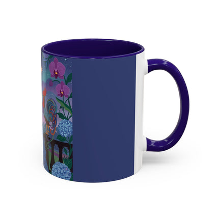 The Lady And The Morning Song Colorful Mugs – Art Deco Botanical Elegance
