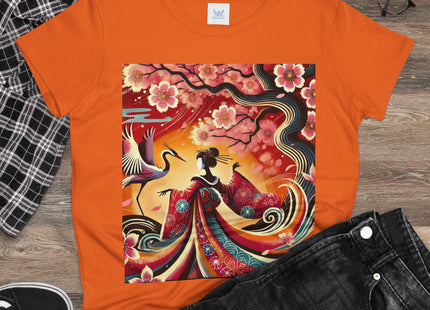 Fairy and Stork Beneath the Cherry Blossoms Cotton Tee