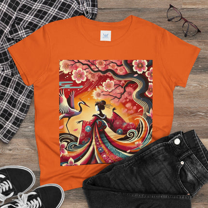 Fairy and Stork Beneath the Cherry Blossoms Cotton Tee