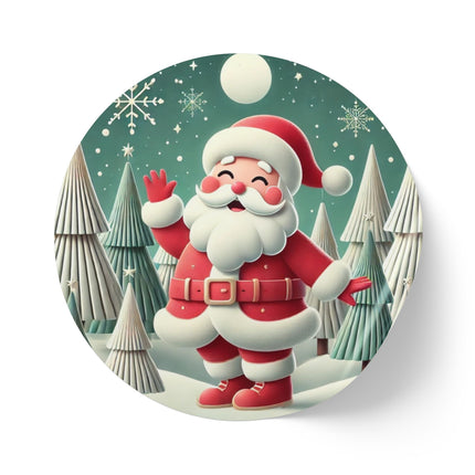 Santa's Joyful Night Round Sticker Label Rolls