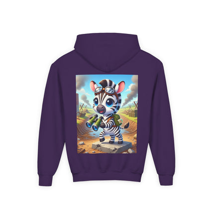 Zebra Lookout Youth Hooded Sweatshirt – Adventure, Curiosity & Explorer Spirit