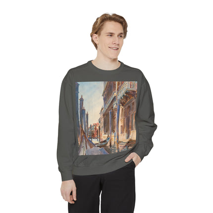 Gondola Moorings on the Grand Canal by John Singer Sargent Unisex Garment-Dyed Sweatshirt
