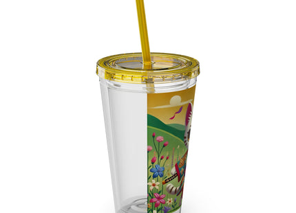 Samurai Kitten Sunsplash Tumbler with Straw, 16oz