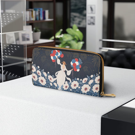 🎈🌼 The Midnight Balloon Garden Wallet – Art Deco Floral Celebration
