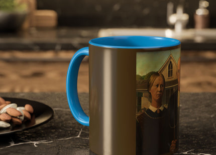 American Gothic by Grant Wood Colorful Mugs (11oz, 15oz)