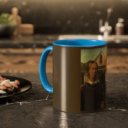American Gothic by Grant Wood Colorful Mugs (11oz, 15oz)