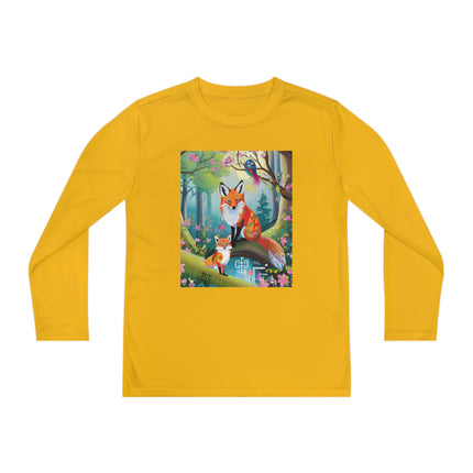 Mischievous Fox Youth Long Sleeve Competitor Tee – Woodland Fun & Storybook Adventure