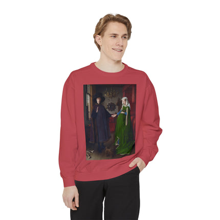 Arnolfini Portrait by Jan Van Eyck Unisex Garment-Dyed Sweatshirt