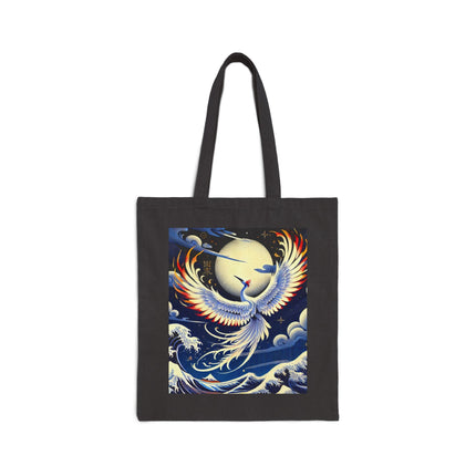 Majestic White Crane Cotton Canvas Tote Bag