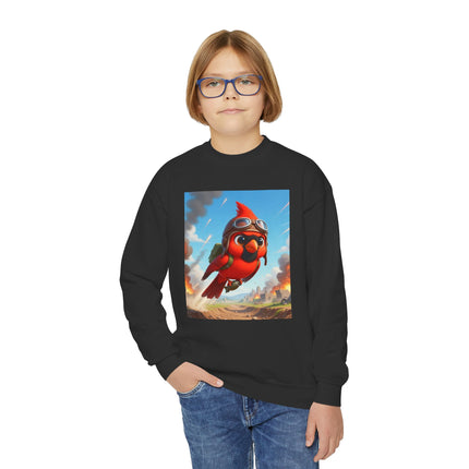 Cardinal Dive Bomber Youth Crewneck Sweatshirt – Action, Courage & High-Flying Adventure