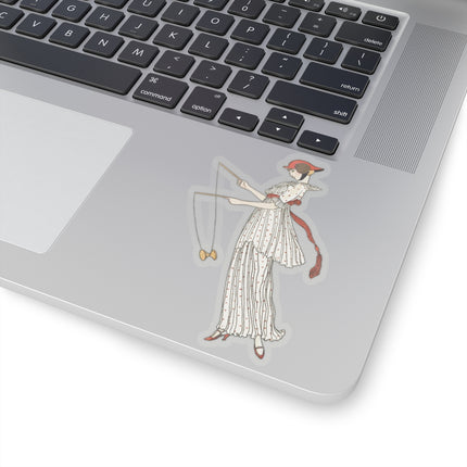 Robe de linon imprimé (Printed linen dress) by George Barbier Kiss-Cut Stickers (4 Sizes)