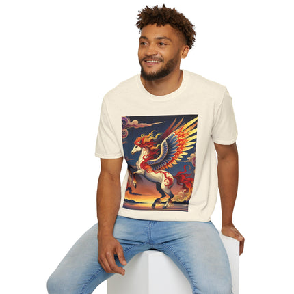 Flame-Winged Horse at Sunset Softstyle T-Shirt