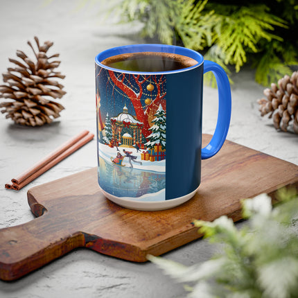⛸️🎄 The Christmas Skating Pavilion Colorful Mug – Art Deco Holiday Fantasy