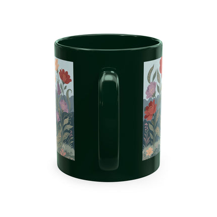 🐈🥾 The Lady & Puss In Boots In The Flower Garden Ceramic Mug – Art Deco Storybook Whimsy