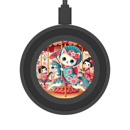 Geisha Kitten's Enchanted Carousel Ride Quake Wireless Charging Pad