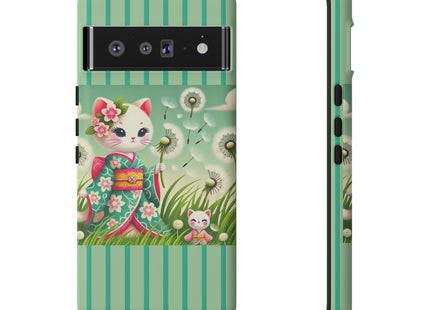 Geisha Kitten and the Dandelion Phone Cases